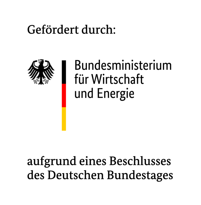 Förderlogo BMWE Bundesadler, schmaler Streifen mit Farben der deutschen Fahne und Schriftzug